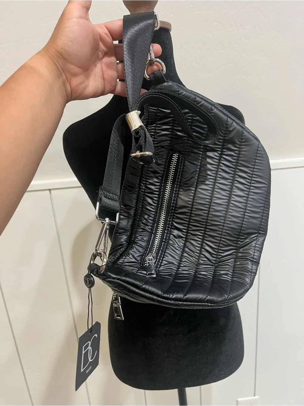 Quilted Black Crossbody Belt Bag